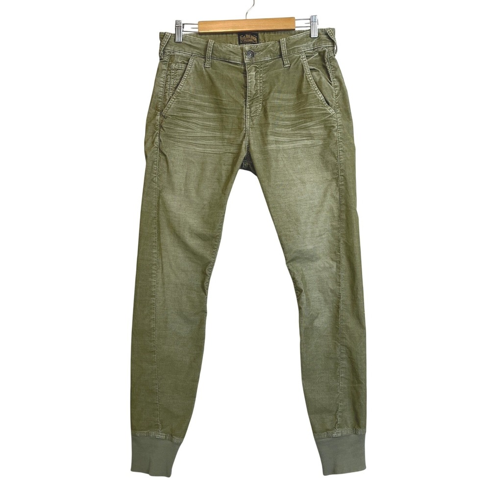 True Religion Runner Pants Mens Size 30 Olive Green Corduroy Jogger